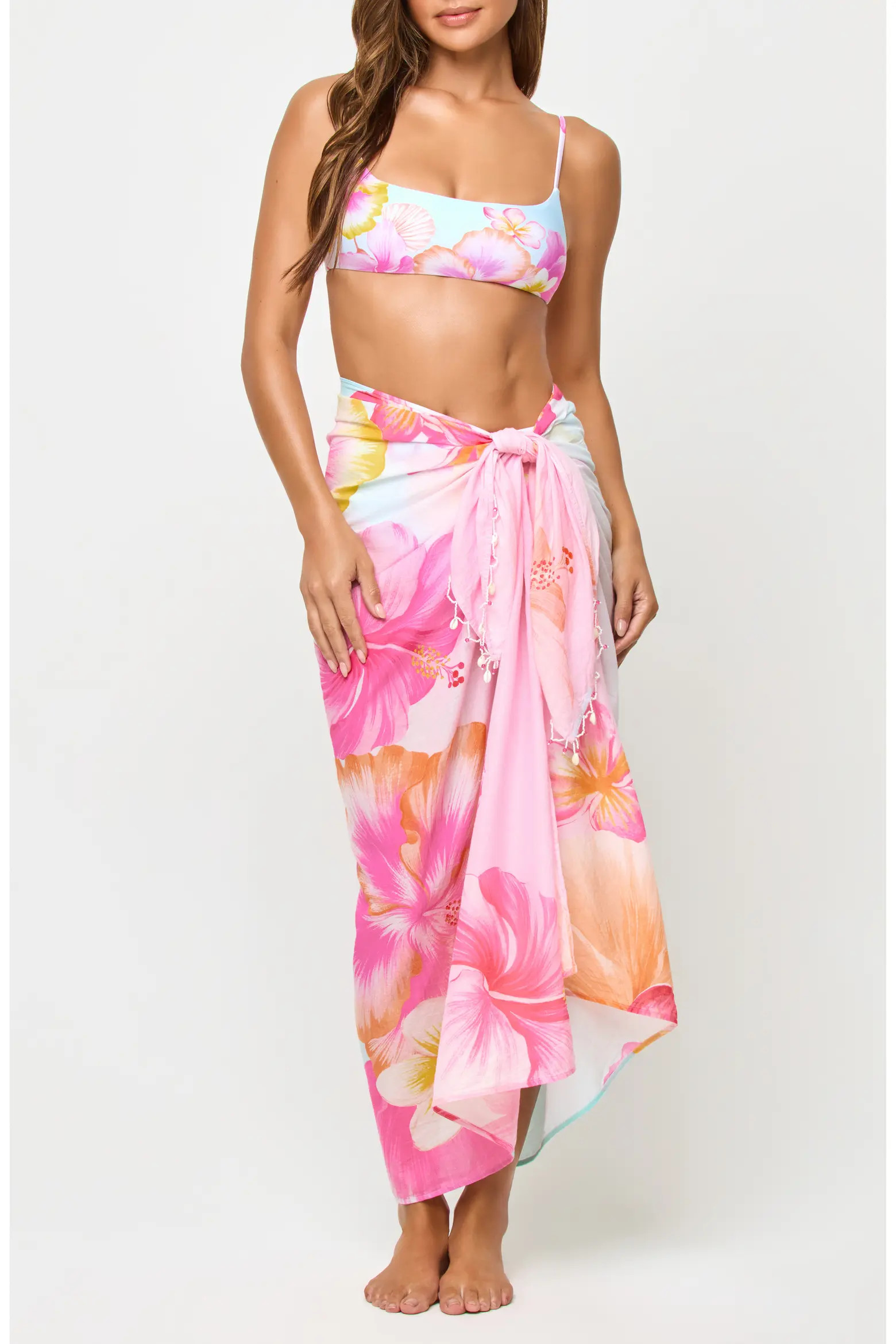 Mika Seashell Fringe Cotton Cover-Up Sarong (Women) | Nordstrom | Nordstrom