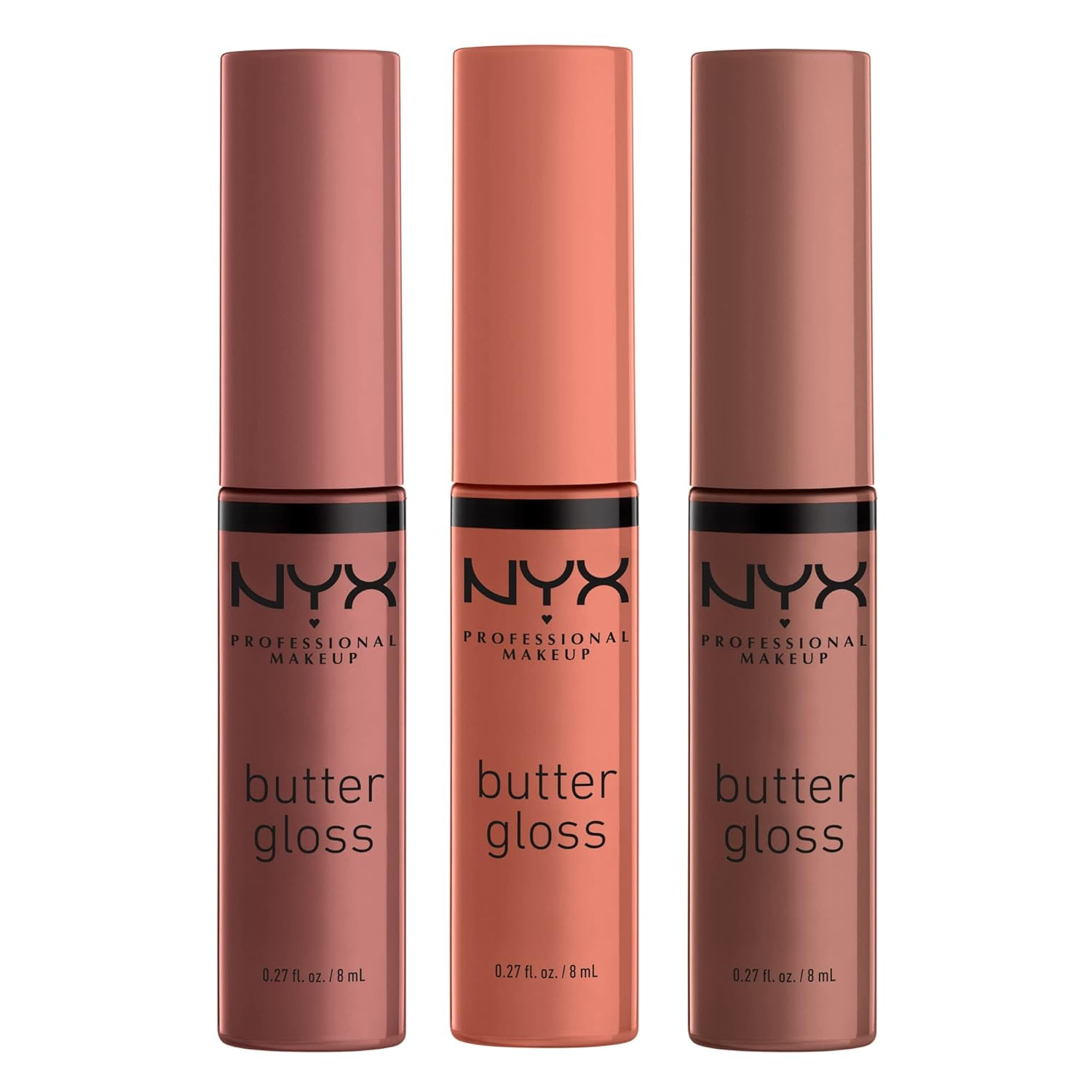 NYX PROFESSIONAL MAKEUP Butter Gloss Brown Sugar, Non-Sticky Lip Gloss - Pack Of 3 (Sugar High, Spiked Toffee, Butterscotch) | Amazon (US)
