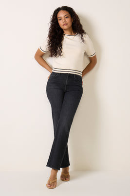 MOTHER Women's Lil Rambler Zip Sneak Jeans, Size 27P, Ridingthemilkyway Black | Evereve