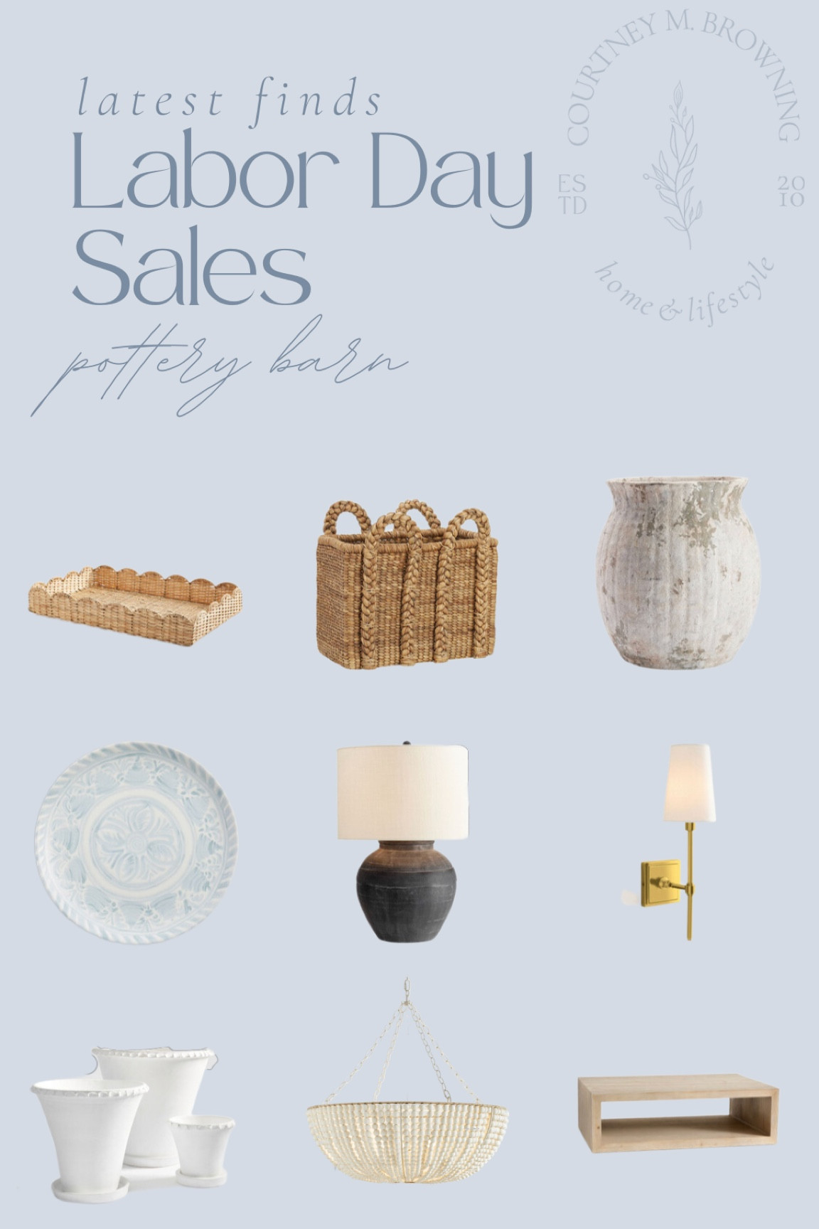 Labor Day sale at Pottery Barn, furniture, home decor, basket, lamp, designer home, coastal home, neutral home, scalloped tray, sconce, home sale

#LTKhome #LTKsalealert