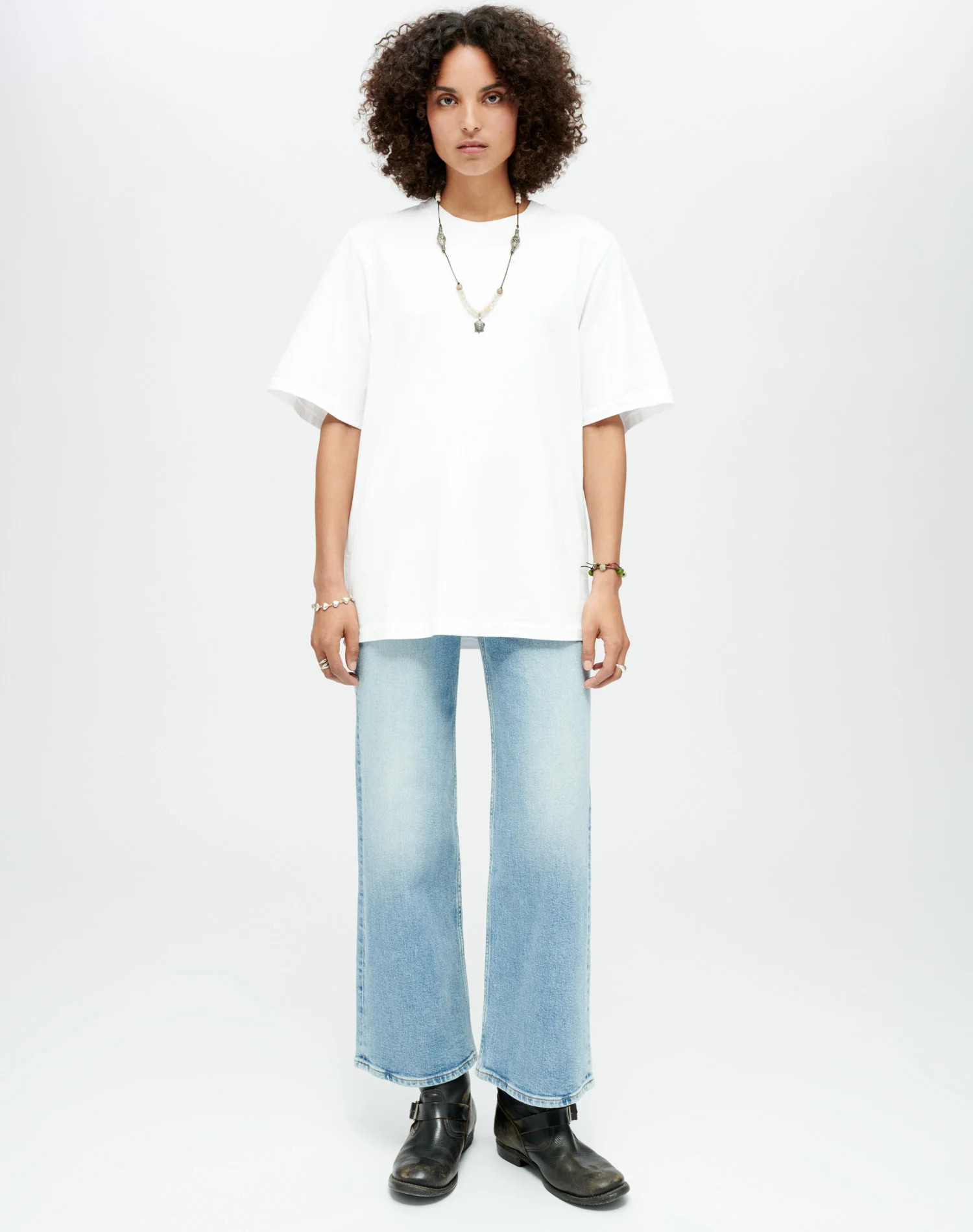 RE/DONE | Comfort Stretch High Rise Wide Leg Crop in Blazed Indigo | RE/DONE