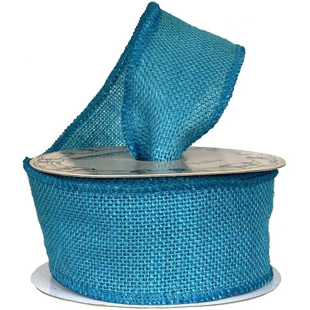 Turquoise Blue Fabric Burlap Ribbon - 2 1/2" x 10 Yards, Wired Edge, Easter, Christmas Tree Ribbo... | Walmart (US)