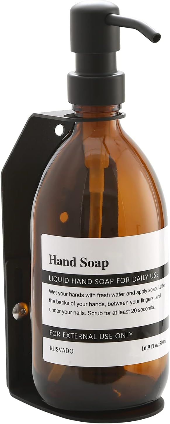 KUSVADO Glass Soap Dispenser Wall Mounted, No-Drill Wall Mounted Shower Soap Dispenser, Hand Soap... | Amazon (US)