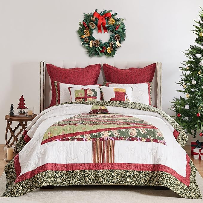 Greenland Home Christmas Tree Cotton Quilt Set, 3-Piece King/Cal King, Holiday | Amazon (US)