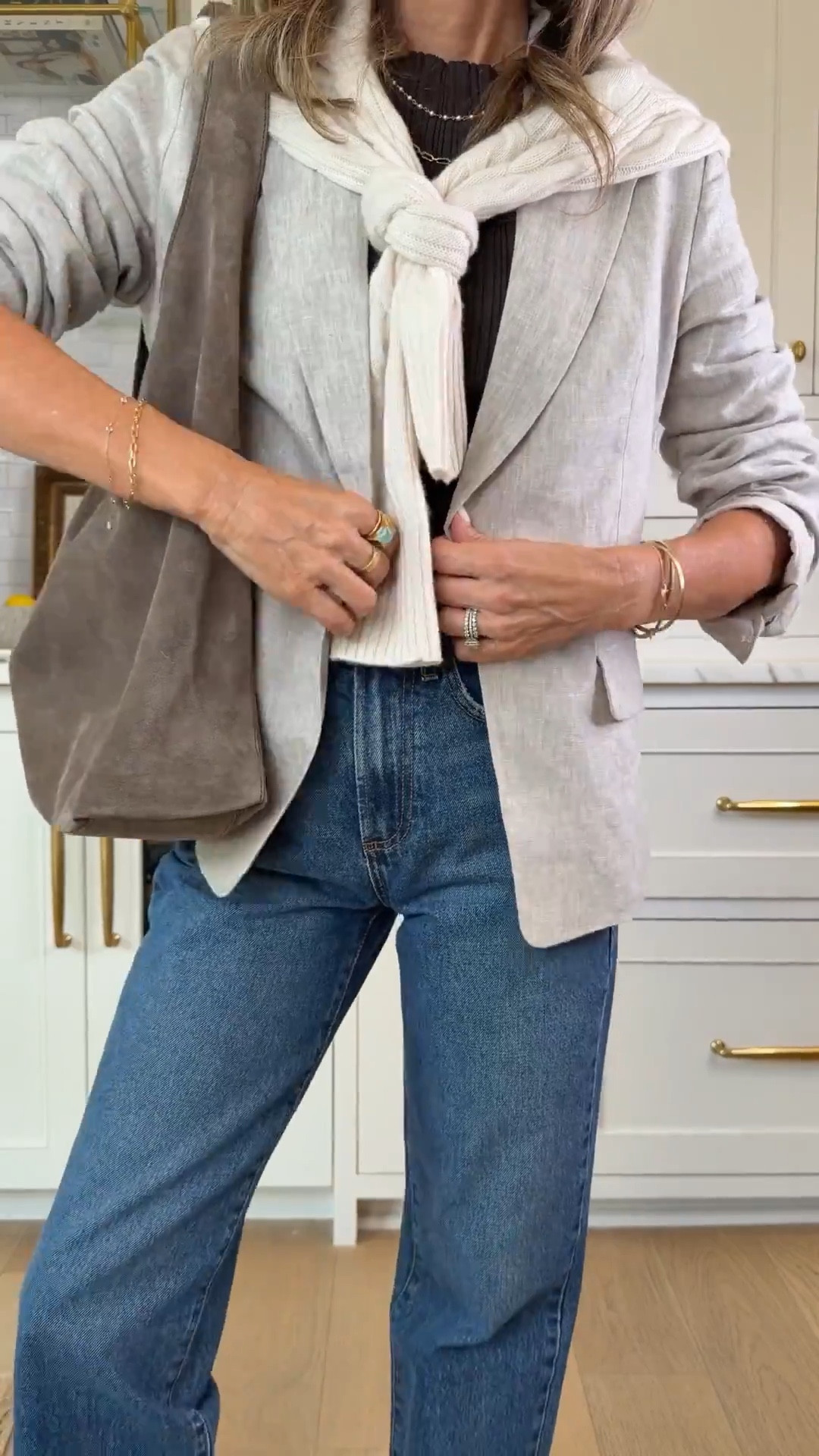 Styling a linen blazer 3 ways with Quince! I’m 5’6’’.
-Linen blazer size S
-jeans I sized up one size
-chocolate boatneck tank size XS
-cotton midi skirt size XS
-chocolate trousers TTS
-yellow dolman size XS

#LTKootd #LTKgrwm #LTKOver40