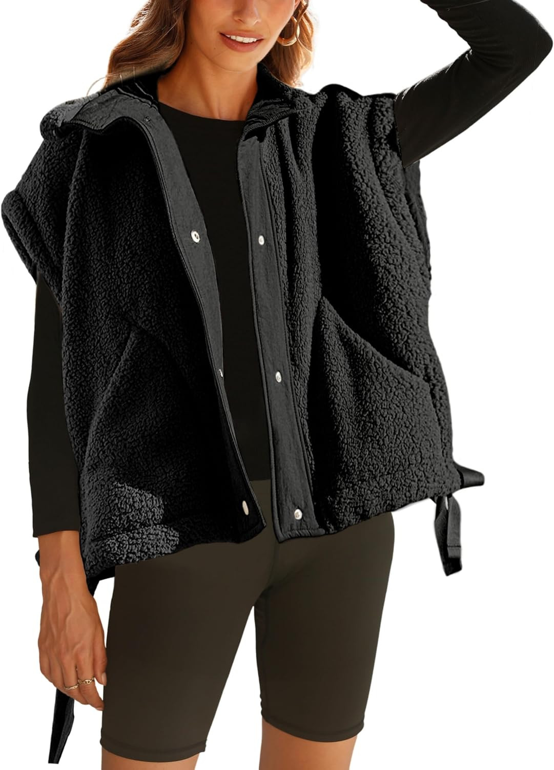 Women's Fuzzy Fleece Vest Sleeveless Sherpa Jacket | Amazon (US)