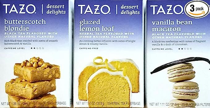 Butterscotch Blondie, Glazed Lemon Loaf, Vanilla Bean Macaron - Tazo Dessert Delights Tea - Varie... | Amazon (US)