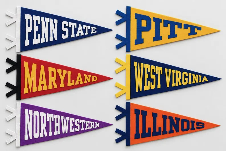 Made to Order Custom Felt College Pennant | Custom Mini University Felt Flags | Personalized Penn... | Etsy (Global)