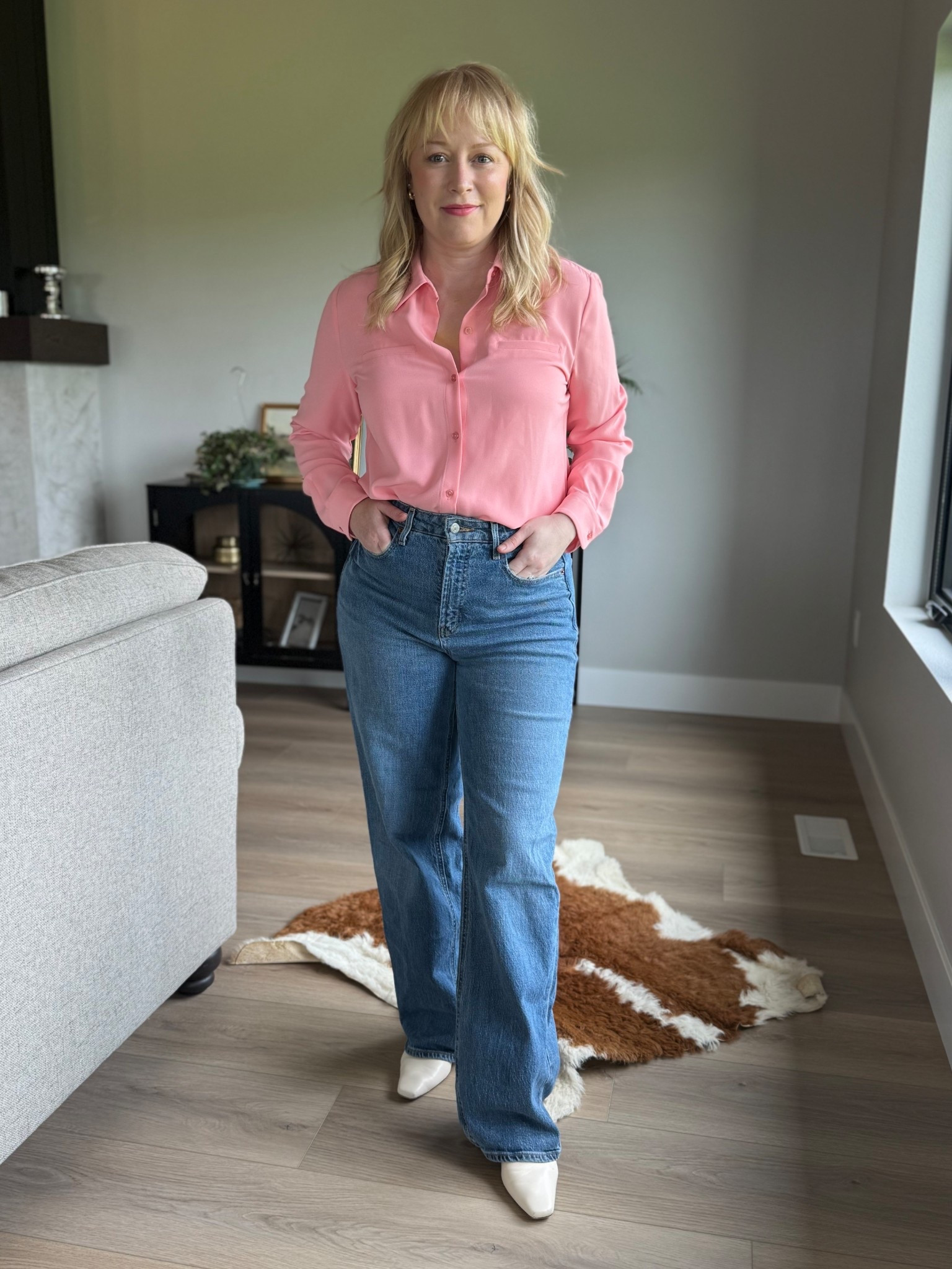 Easy throw on outfit or dress up the top. There are matching pants to the top. 