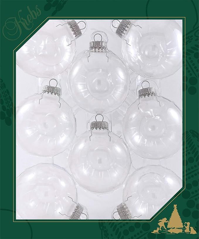 8 Each, Crafting Clear 2 5/8" (67mm) Round Glass Ball Ornaments with Silver Crown Caps - Customiz... | Amazon (US)