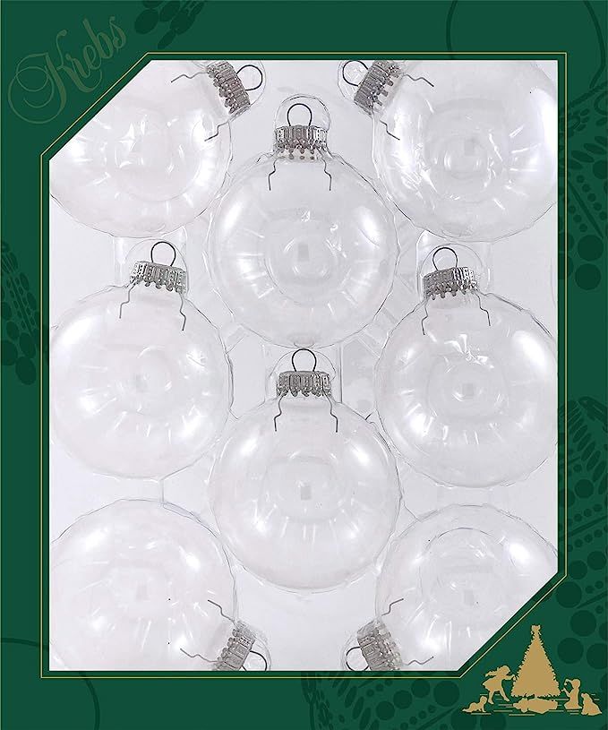 8 Each, Crafting Clear 2 5/8" (67mm) Round Glass Ball Ornaments with Silver Crown Caps - Customiz... | Amazon (US)