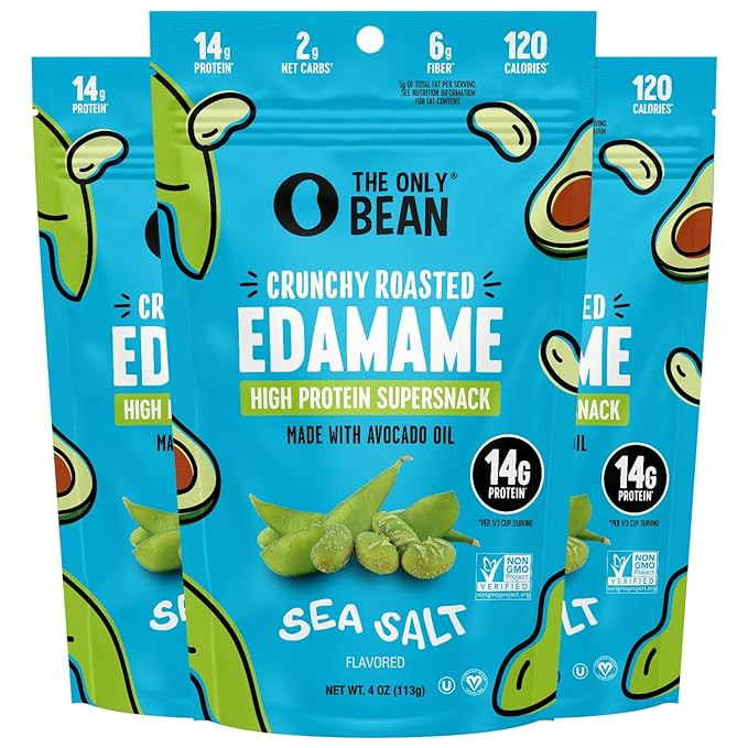 The Only Bean - Crunchy Roasted Edamame Beans (Sea Salt) - Keto Snacks (2g Net) - High Protein He... | Amazon (US)