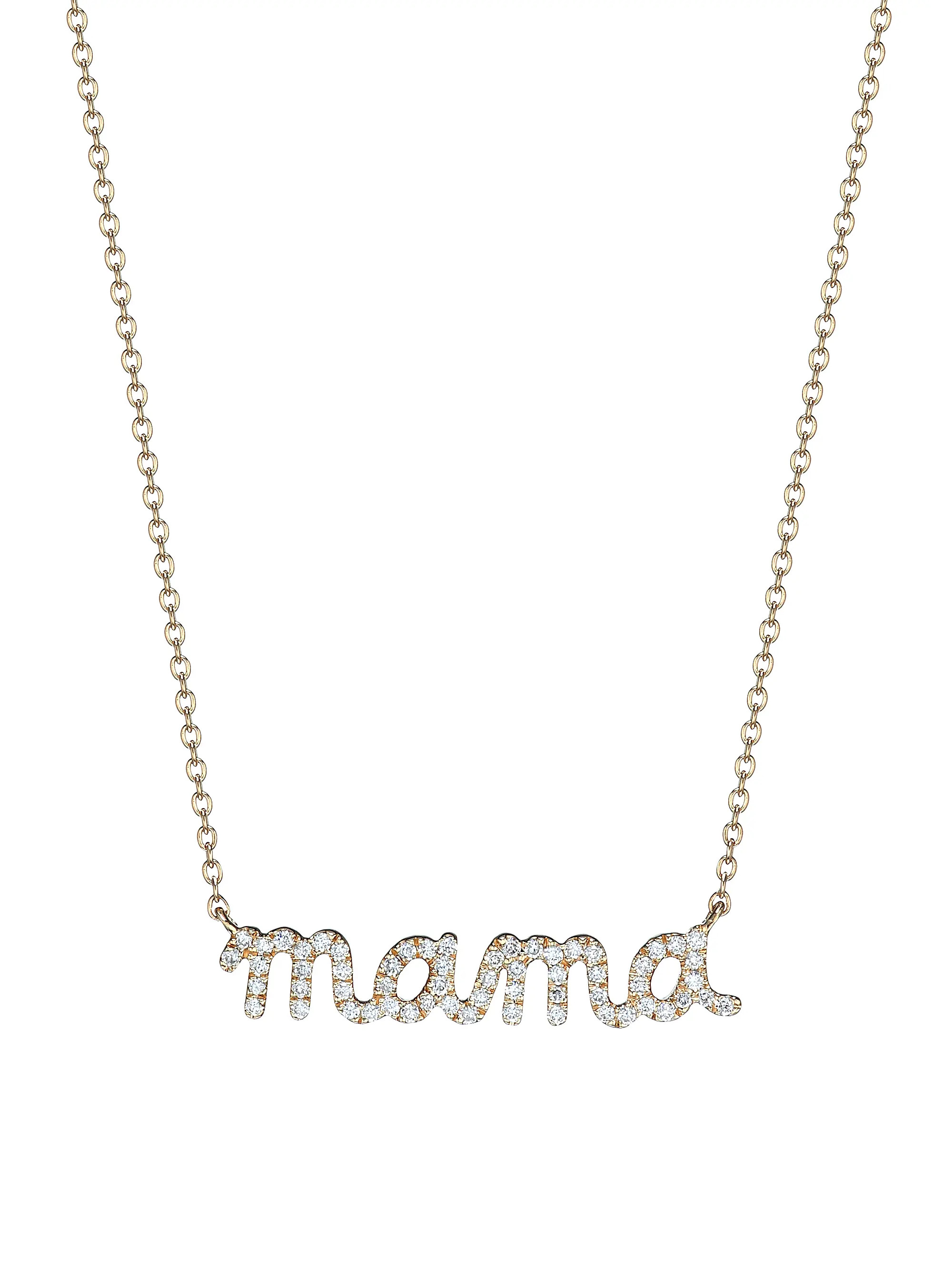 Shop Sydney Evan 14K Yellow Gold &amp; Diamond Mama Necklace | Saks Fifth Avenue | Saks Fifth Avenue
