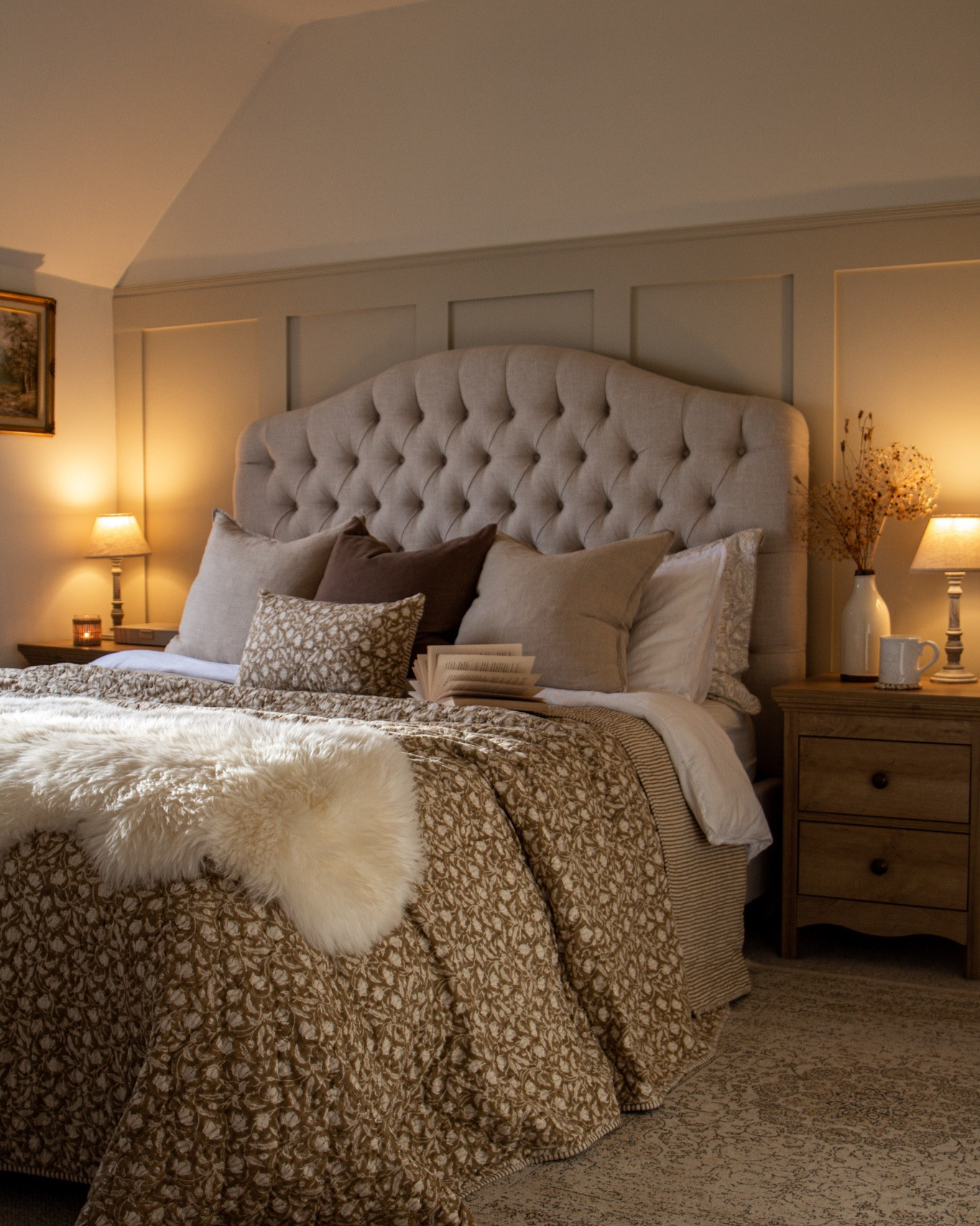 Linen effect upholstered bed frame with cushioned headboard - exact same bed frame as I have ☺️

#LTKhome