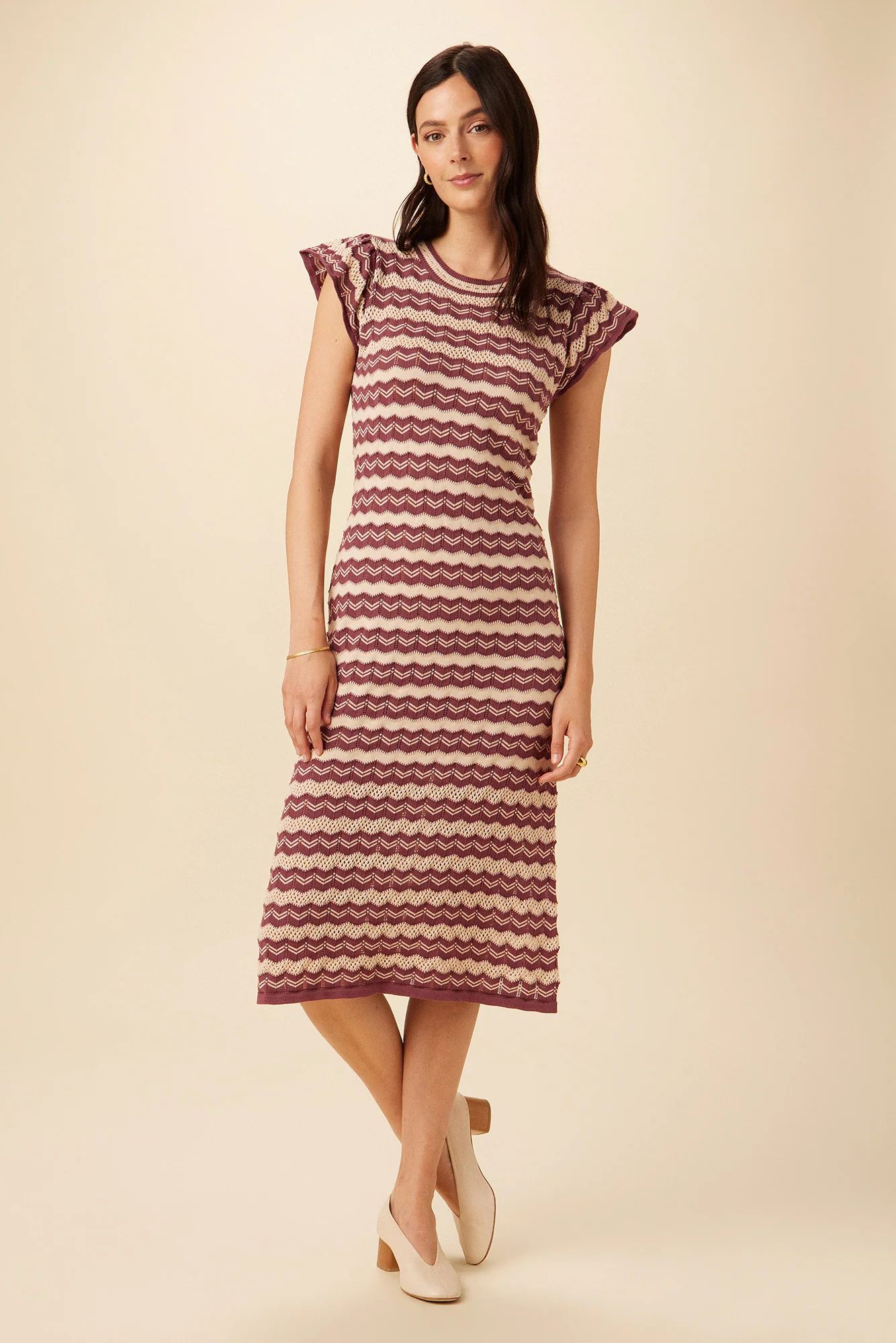 Betsy Organic Cotton Dress - Sumac and Birch Stripe | Amour Vert