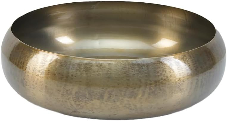 Serene Spaces Living 10.5" Vintage Gold Round Iron Bowl, Large Table Centerpiece, Gold Container ... | Amazon (US)