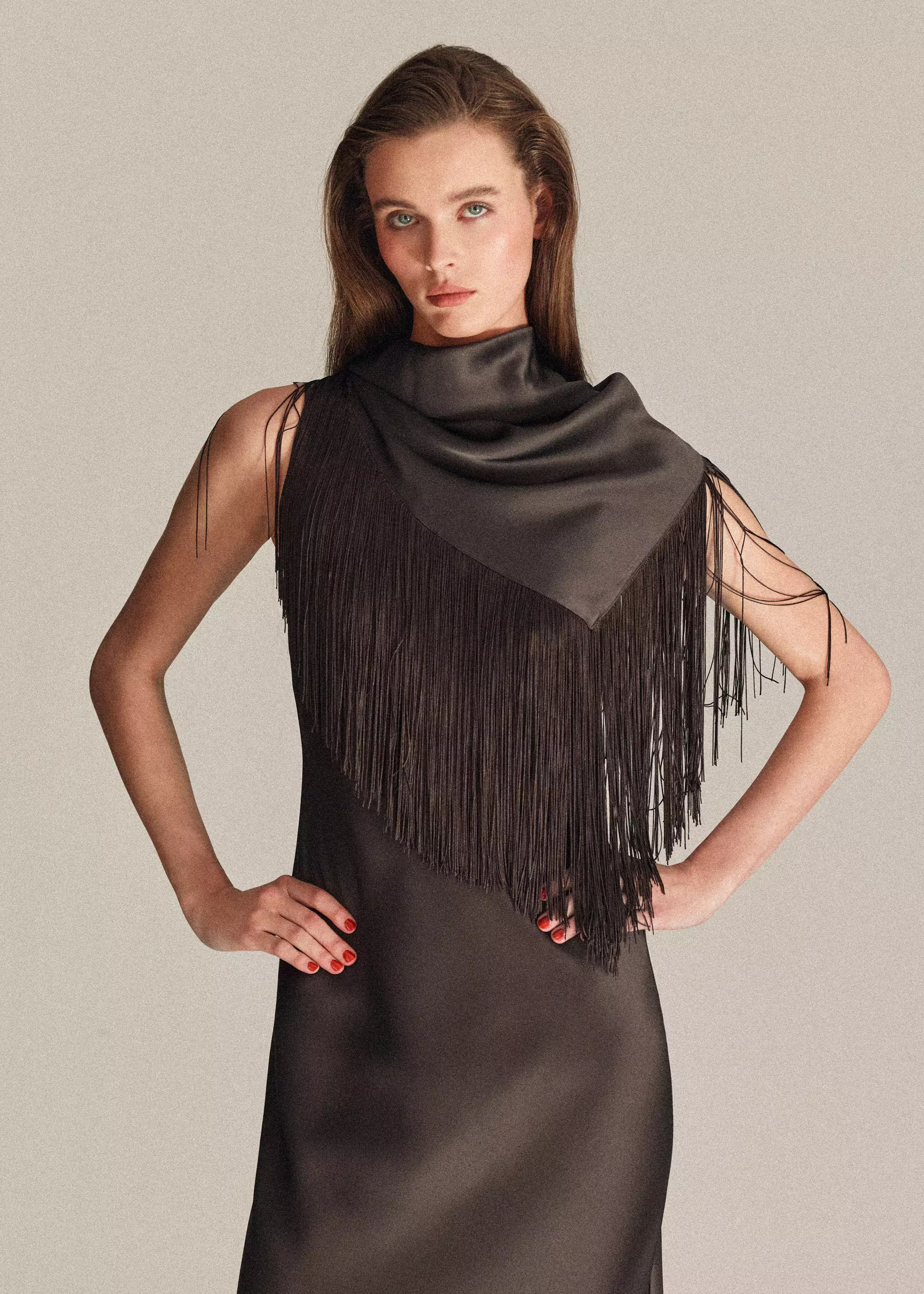Satin bandana fringe dress | MANGO (UK)