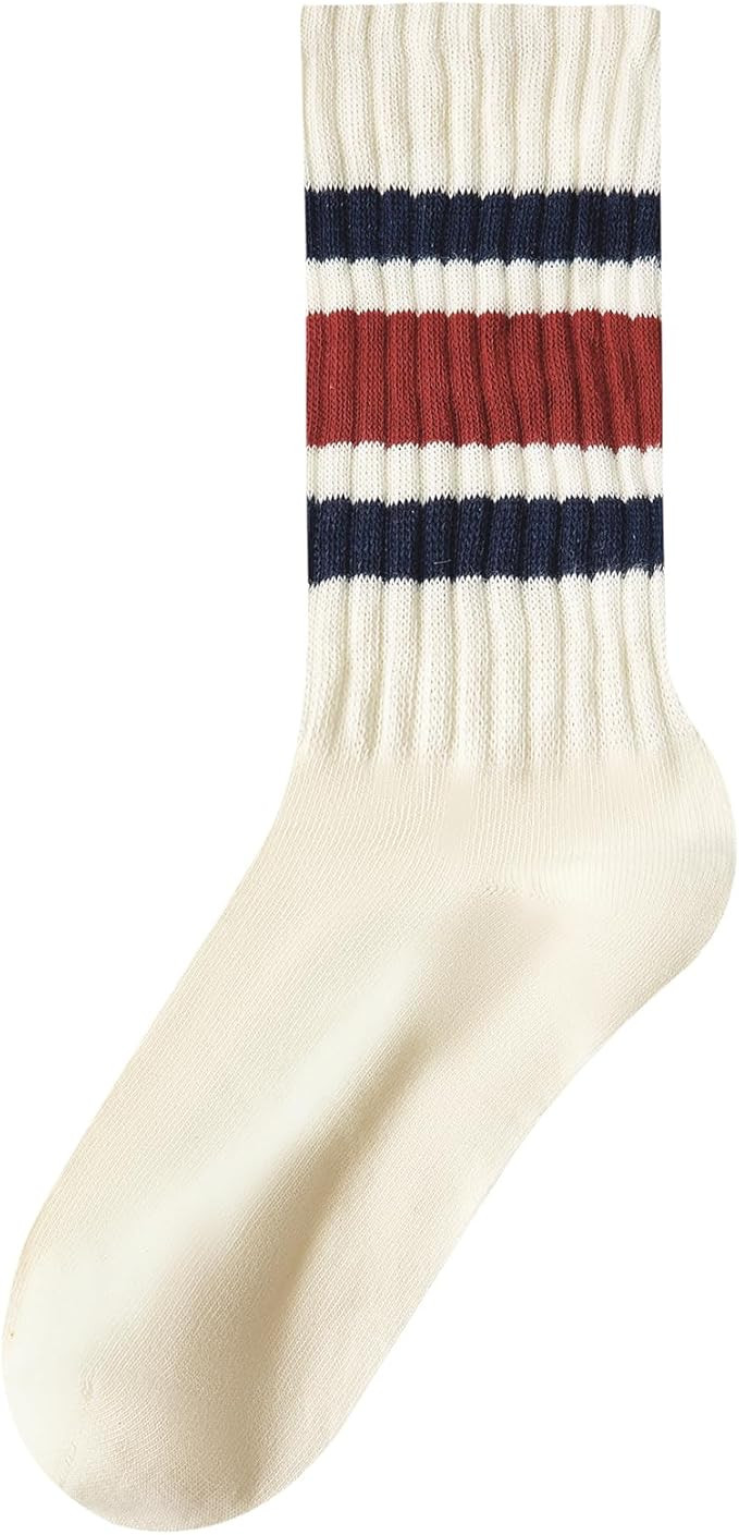 Century Star Retro Striped Novelty Socks For Women Vintage Casual Crew Socks Sporty Calf Socks Co... | Amazon (US)