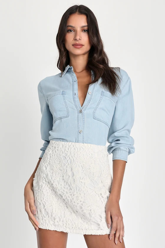 Absolutely Adorable White Crochet Lace High-Rise Mini Skirt | Lulus (US)