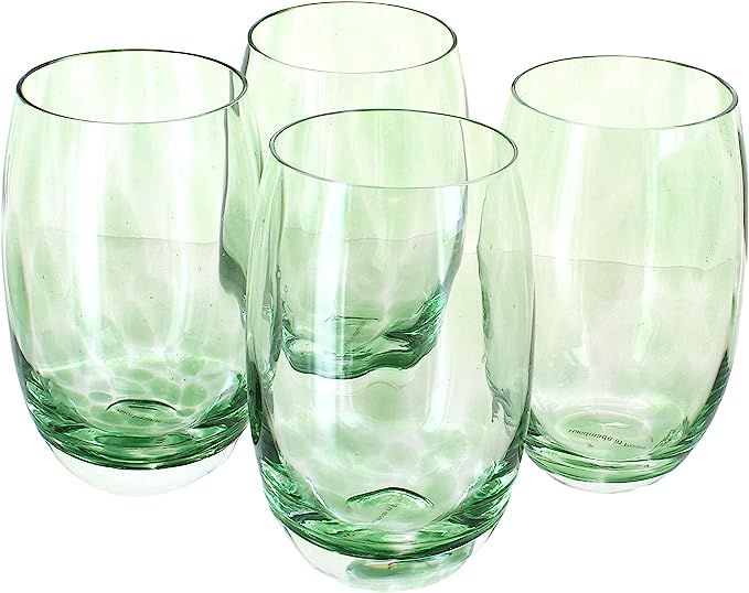 Blue Rose Polish Pottery Green Confetti Water Glass Set | Amazon (US)