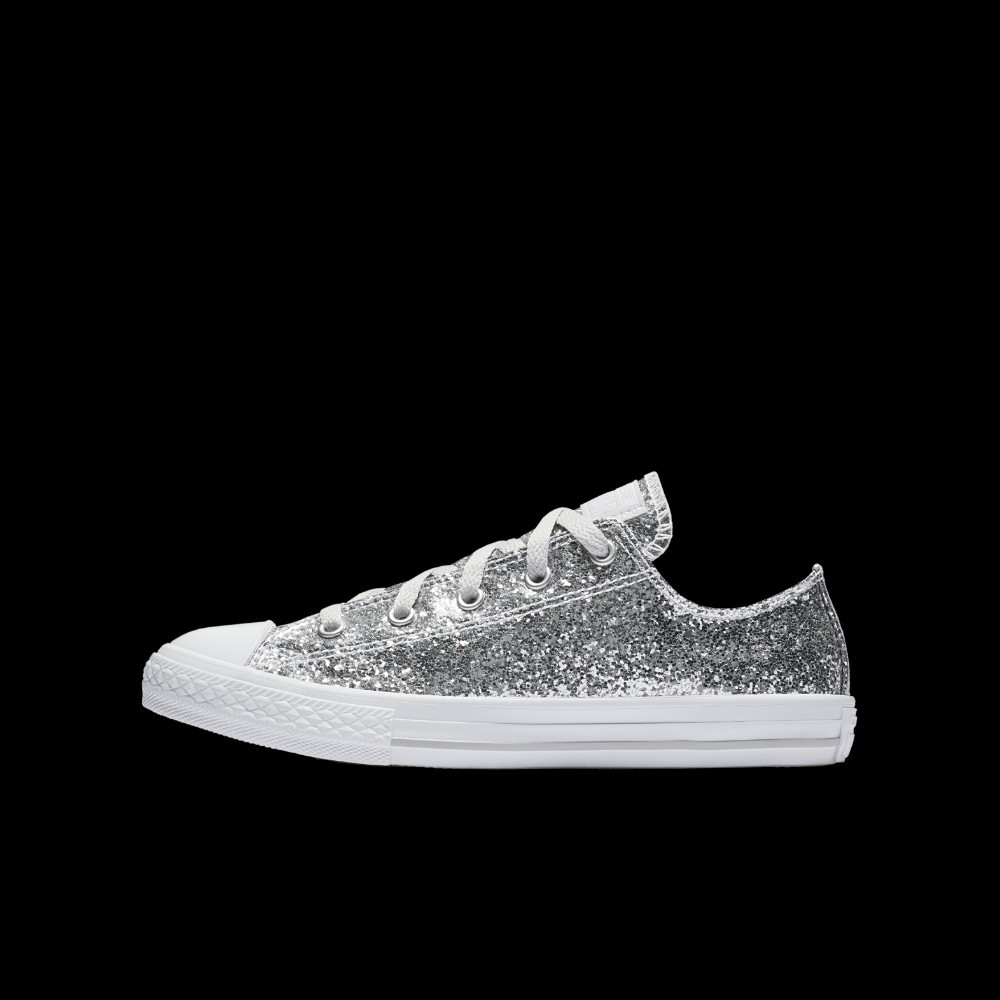 Converse Chuck Taylor All Star Big Glitter Low Top Big Kids' Shoe Size 1Y (Silver) | Converse (US)