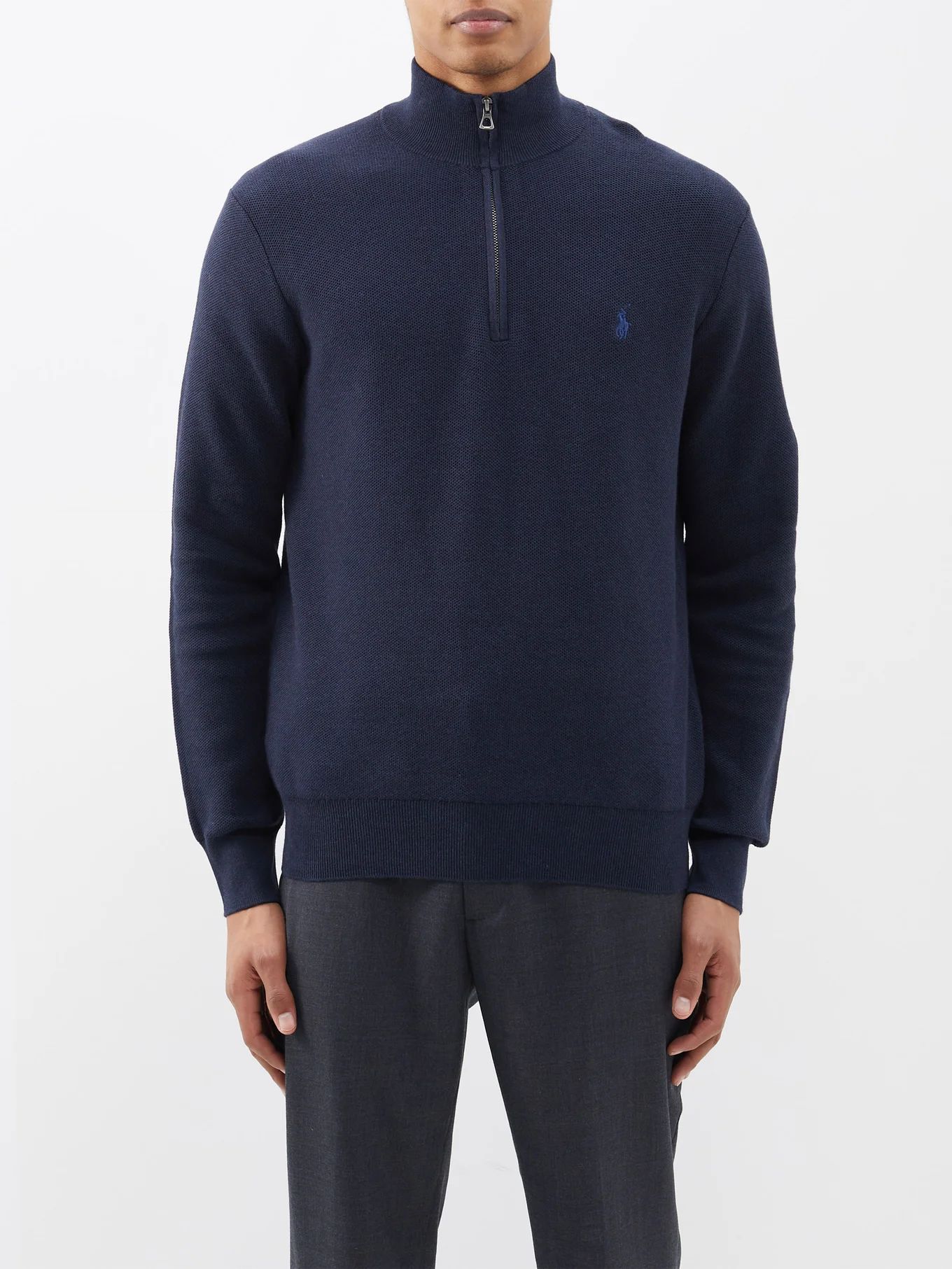 Logo-embroidered half-zip cotton-piqué sweatshirt | Matches (US)