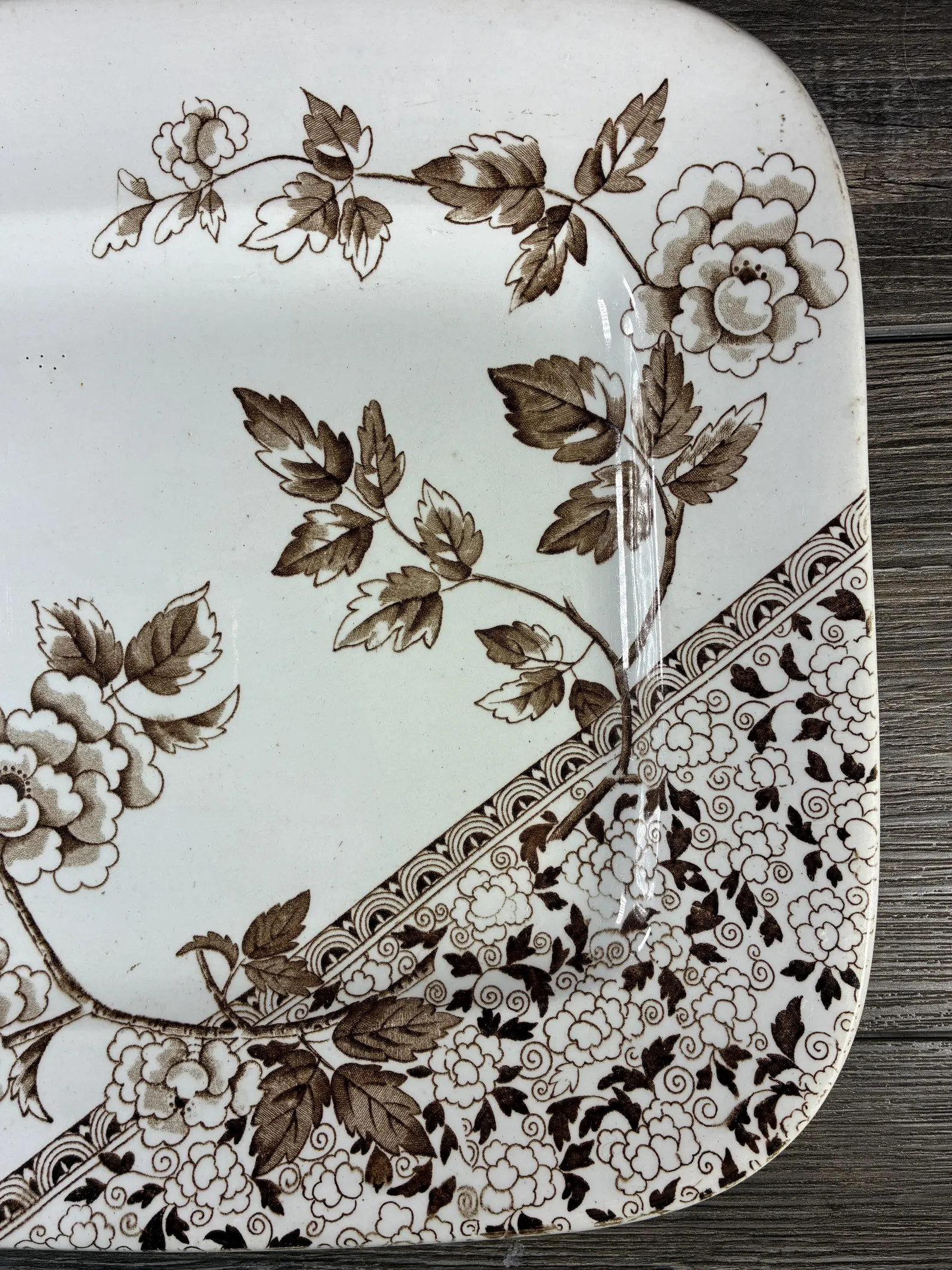 Antique JF Wileman "Albert" Brown Transferware Serving Platter Victorian Aesthetic Decor 16" | Etsy (Global)