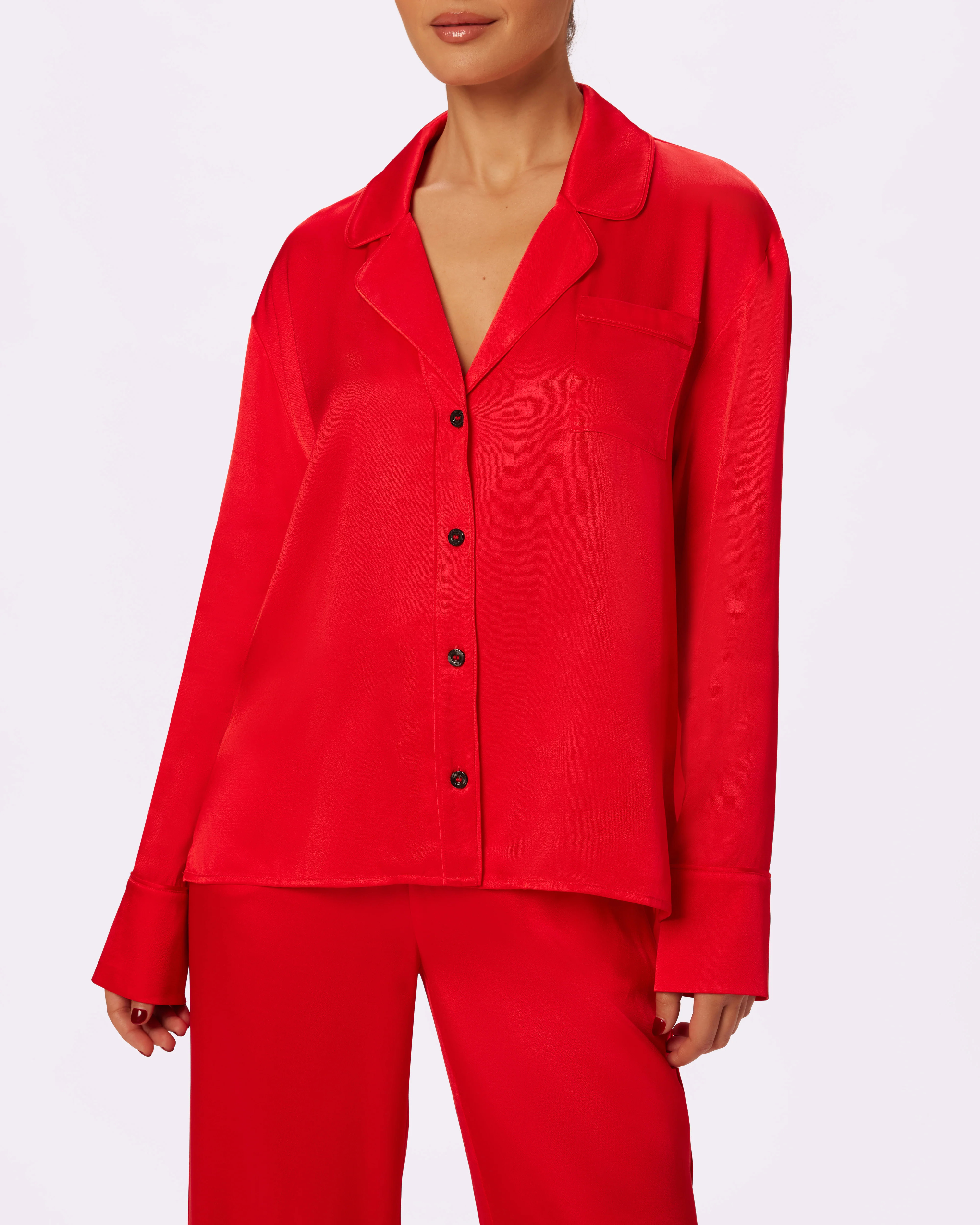 Luxe Dreams Long Sleeve Button Up | Plush Satin (Balloon) | Parade