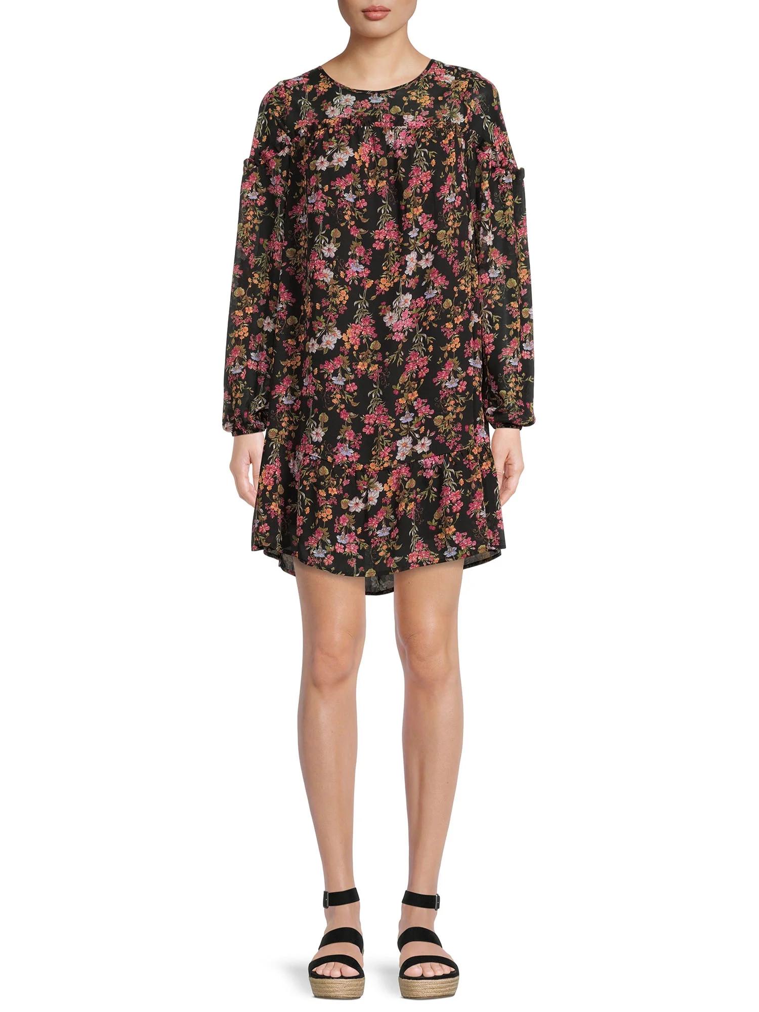 Time and Tru Women's Ruffle Yoke Dress | Walmart (US)