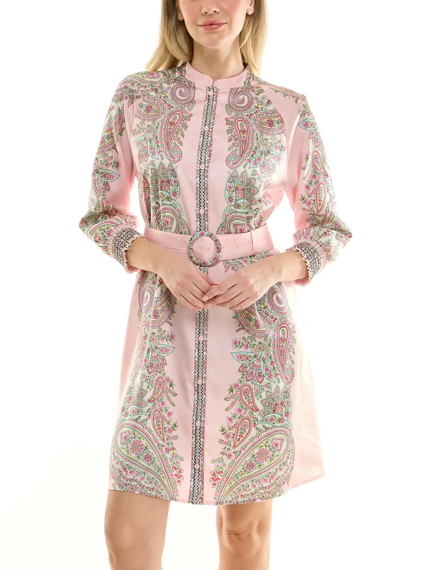 Nanette Nanette Lepore Womens Long Sleeve Tie Waist Mirror Print Mini Dress - Walmart.com | Walmart (US)