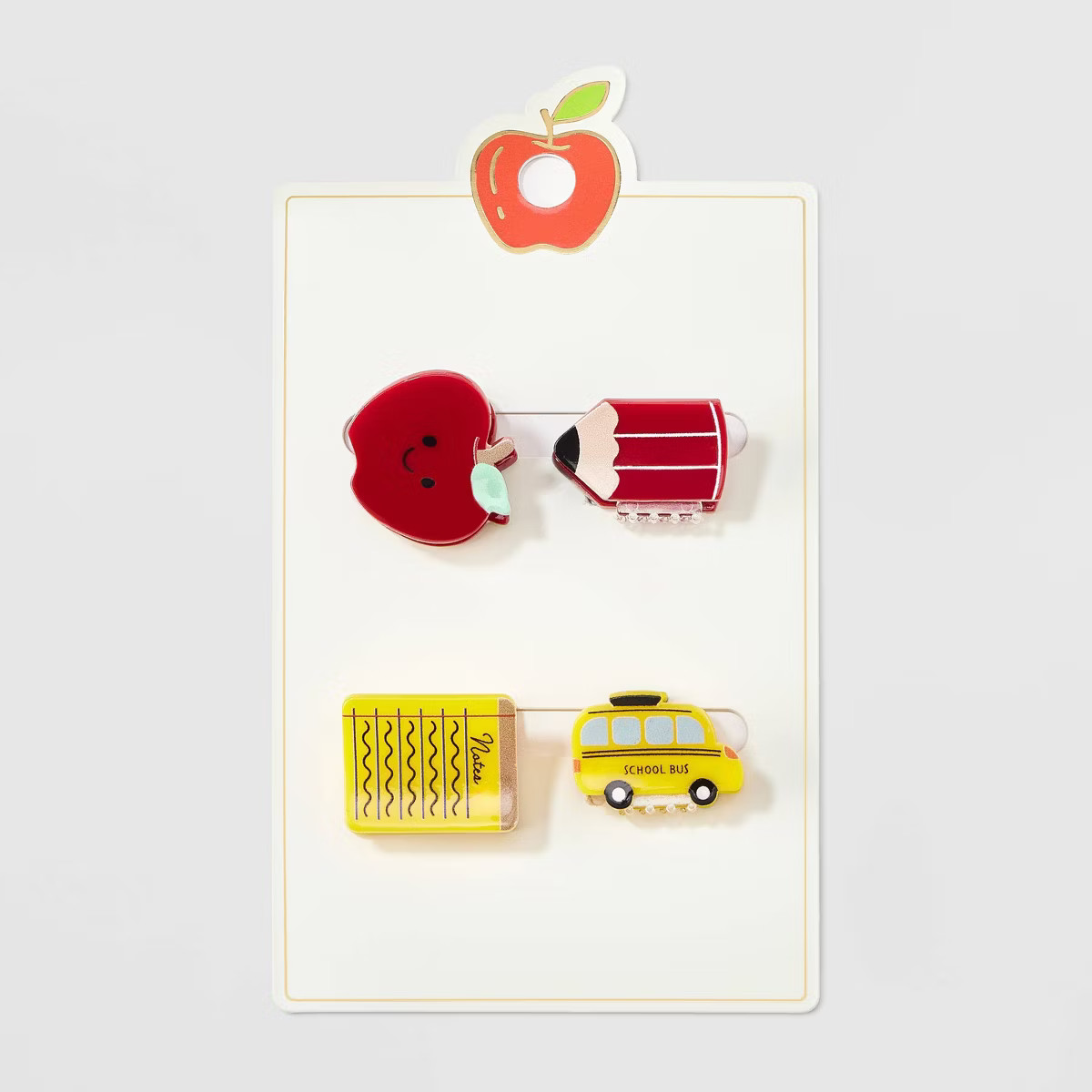 Teacher Apple Bus Pencil Mini Claw Hair Clip Set 4pc - Yellow | Target