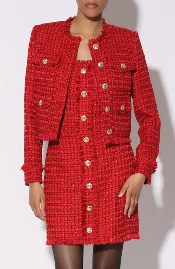 Walter Baker Bennet Tweed Jacket in Poinsettia Tweed at Nordstrom Rack, Size Small | Nordstrom Rack