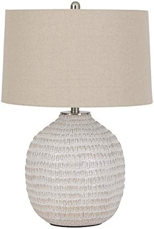 Signature Design by Ashley Jamon Contemporary 26" Round Textured Ceramic Table Lamp, Beige | Amazon (US)
