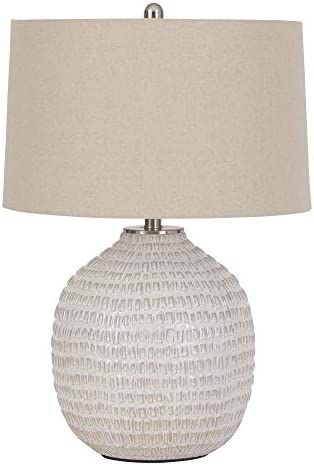 Signature Design by Ashley Jamon Contemporary 26" Round Textured Ceramic Table Lamp, Beige | Amazon (US)