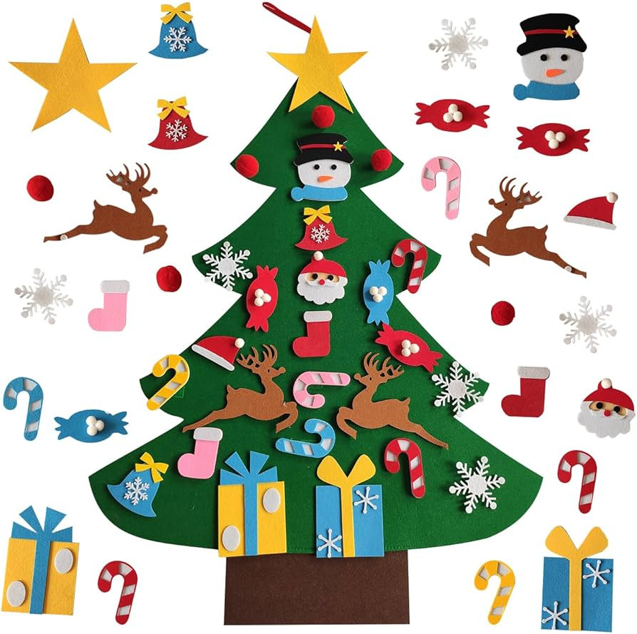 LUOHONG Albero Natale Feltro per Bambini, 26 Ornamenti Staccabili Regali di Natale di Nuovo Anno ... | Amazon (IT)