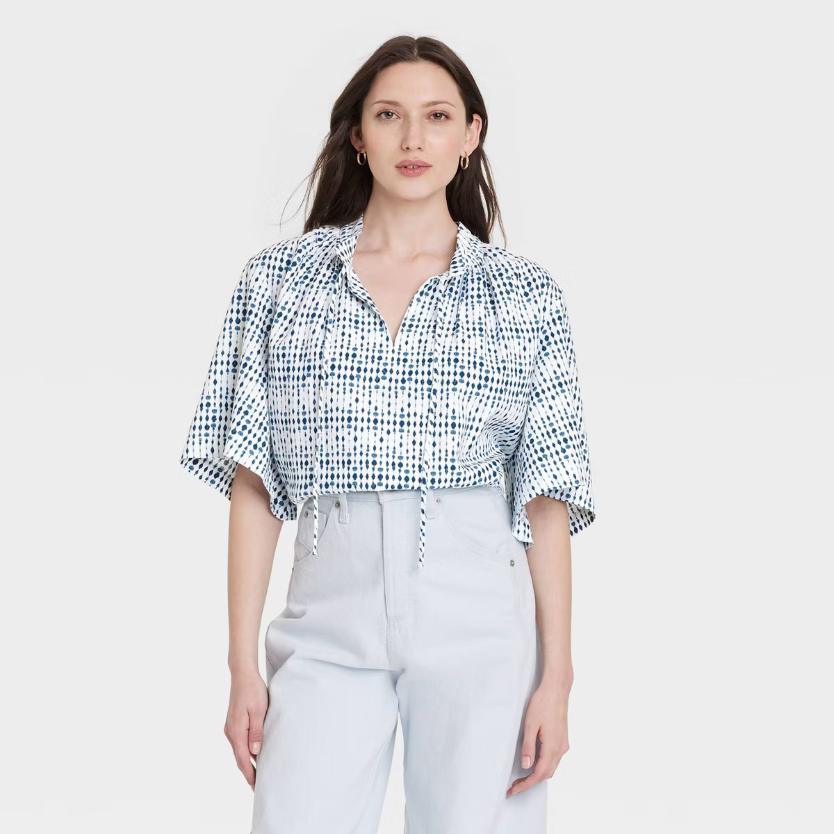 Women's Flowy Elbow Sleeve Popover Blouse - Universal Thread™ | Target