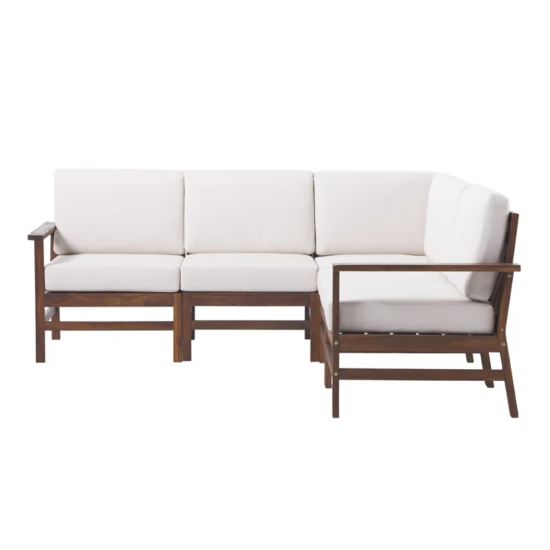 Modern 5-Piece Minimal Solid Wood Corner Patio Sectional | Wayfair North America