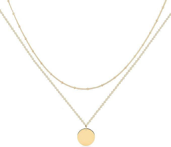 MEVECCO Layered Heart Necklace Pendant Handmade 18k Gold Plated Dainty Gold Choker Arrow Bar Laye... | Amazon (US)