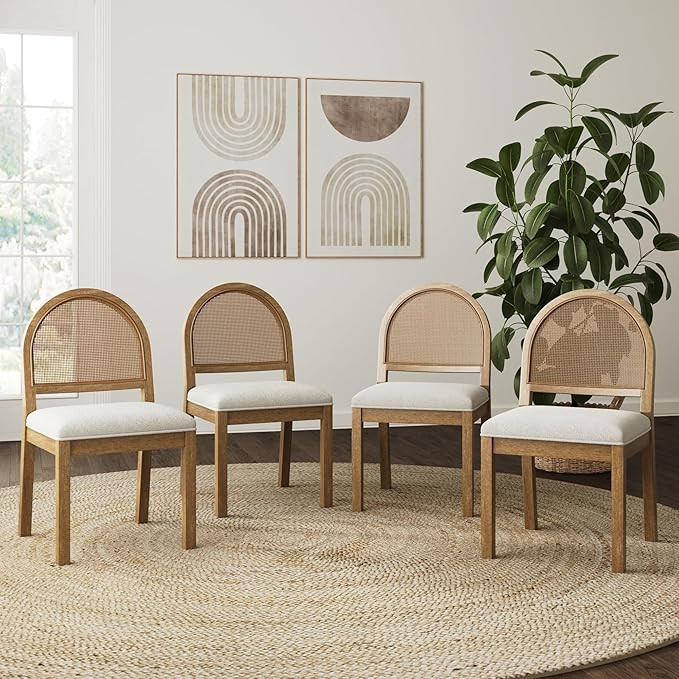 Nathan James Bailey 19 in. Boucle Dining Chair, Upholstered Side Chair with Natural Woven Rattan ... | Amazon (US)