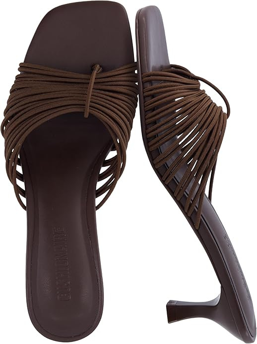 CUSHIONAIRE Quiz Kitten Heels for Women, Strappy Heeled Sandals with Cushioned Footbed, Slip On O... | Amazon (US)