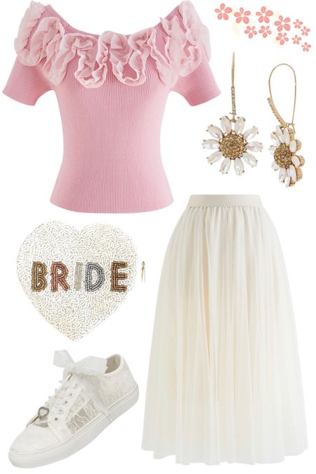 Bridal shower outfit idea for the bride to be.

#tulleskirt #pinktop #bridalsneakers #bridepurse #summeroutfit


#LTKSeasonal #LTKstyletip #LTKwedding