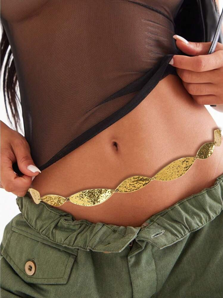 Fashionable Unisex Metal Plate Patchwork Women's Waist Chain, Street Style Vintage Decor For Dresses And Jeans, Women's Belt Halloween | SHEIN