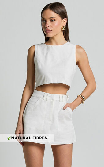 Dream Skort - High Waisted A Line Skort in Off White | Showpo (ANZ)