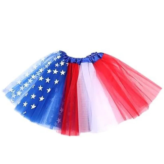 Byoo Independence Day Mini Skirt for Toddler Girls 4th of July Patriotic Stars Print A-Line Tulle... | Walmart (US)