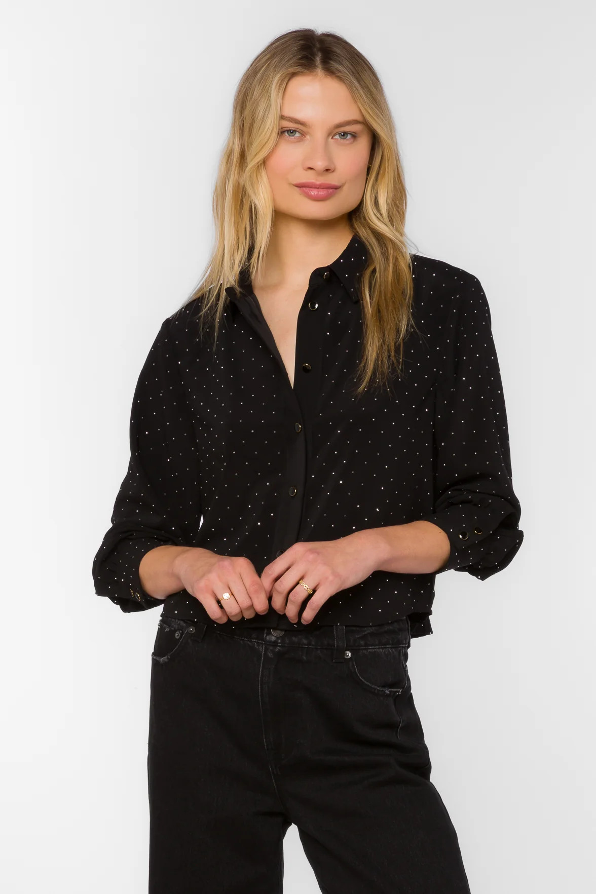 Lilith Black Rhinestone Shirt | Velvet Heart Clothing