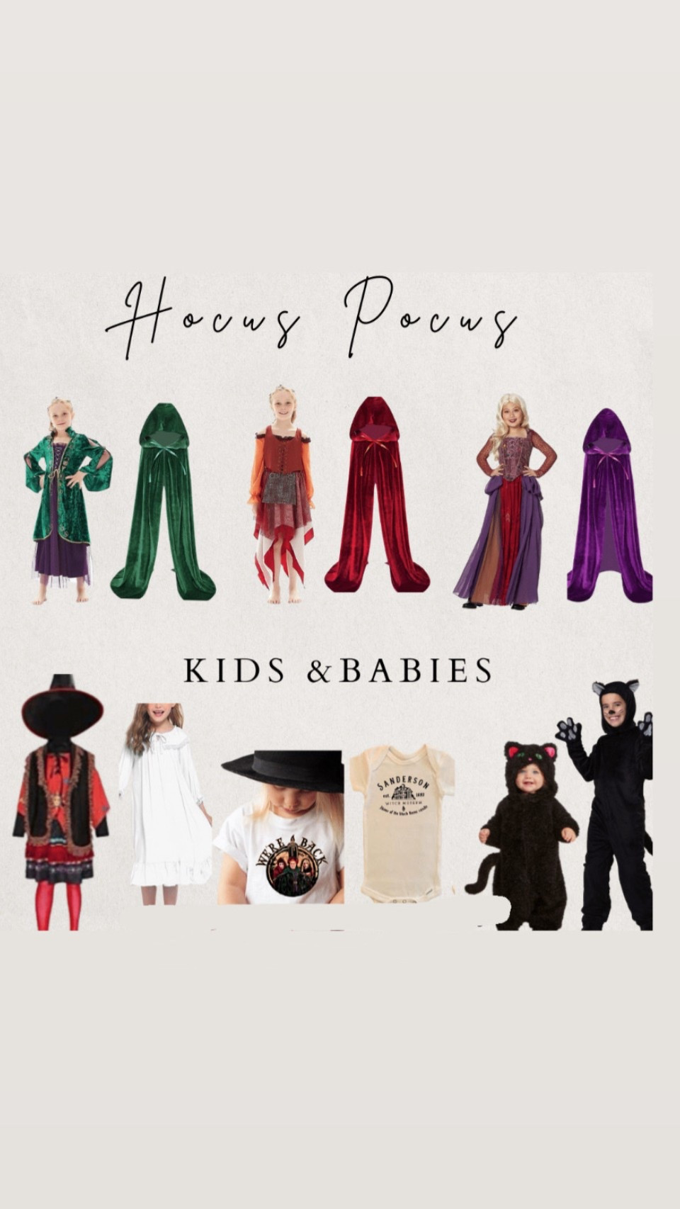 Hocus Pocus costumes for kids & babies.
