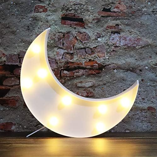 LED Moon Shaped Marquee Signs, Light Up Moon Night Lights Battery Operated Crescent Moon Lamp for... | Amazon (US)