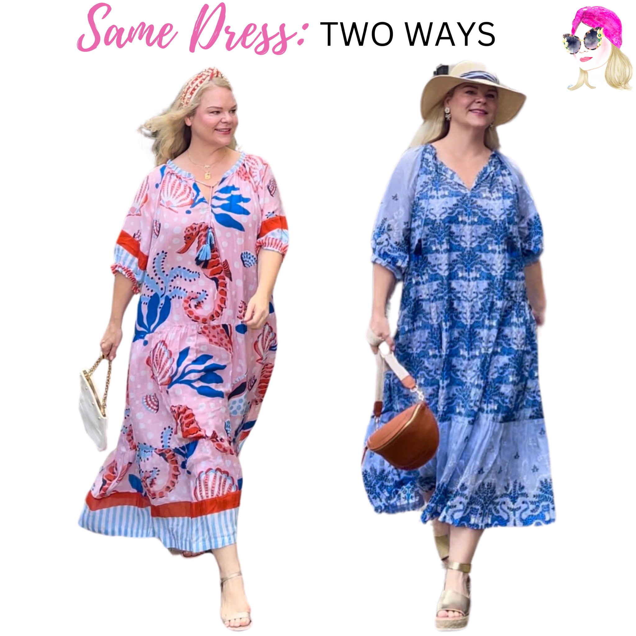 A dress so nice I wore it twice. It’s so light and breezy— it’s a great pool coverup and a perfect little dinner dress. It comes with a coordinating sash that you can wear as a belt or a tie around your hat and a separate cotton slip to wear underneath.