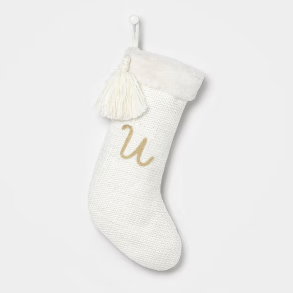 Luxe Knit Monogram Stocking Gold - Wondershop™ | Target