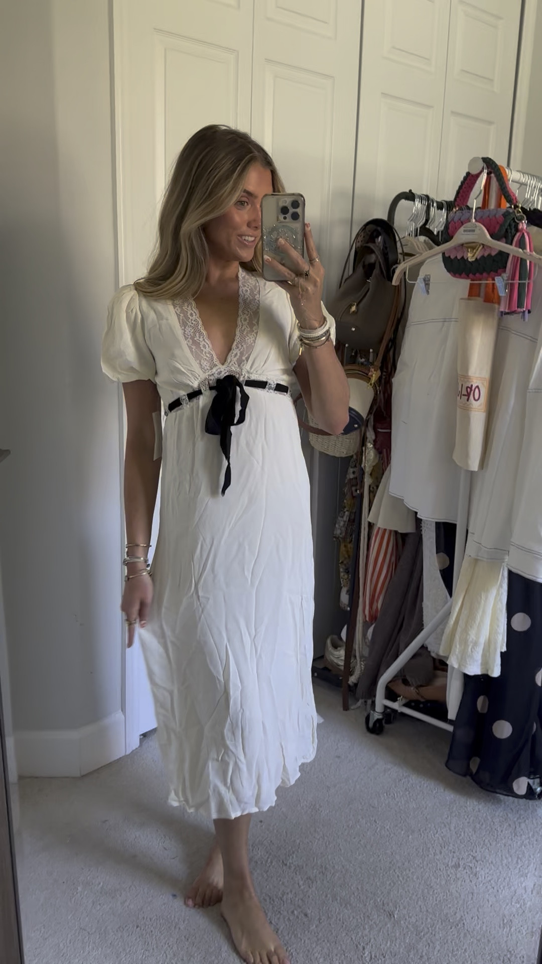 Selah Lace Trim Midi Dress in Cream in size XS!  @bohme my code is 20SLOANEV! Details: V-Neckline, Short Puff Sleeves, Lace Trim, Adjustable Waist Tie, Fully Lined, Non-Stretch Material, Hand Wash Cold, Line Dry

#bohme #bohmehaul #haul #tryonhaul #tryon #tryonwithme #shoppinghaul #dresseshaul #dresseshaultryon #dresstok #maxidress #dresses #dressshopping #dressstyle #bohmeclothes

#LTKFindsUnder100 #LTKWedding #LTKSaleAlert